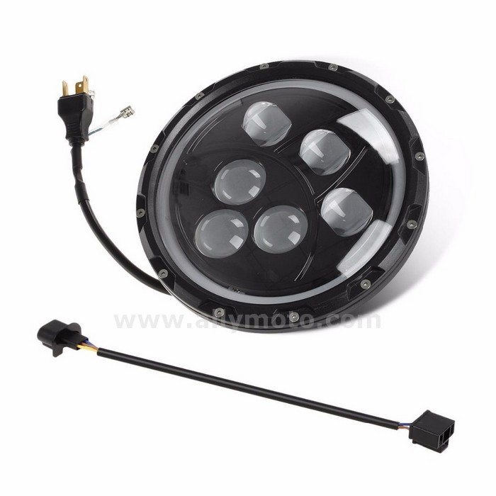 154 7 Inch Led Headlight H4 H13 High Low Beam 60W Drl Fit Davidson Harley With H4-H13 Adapter